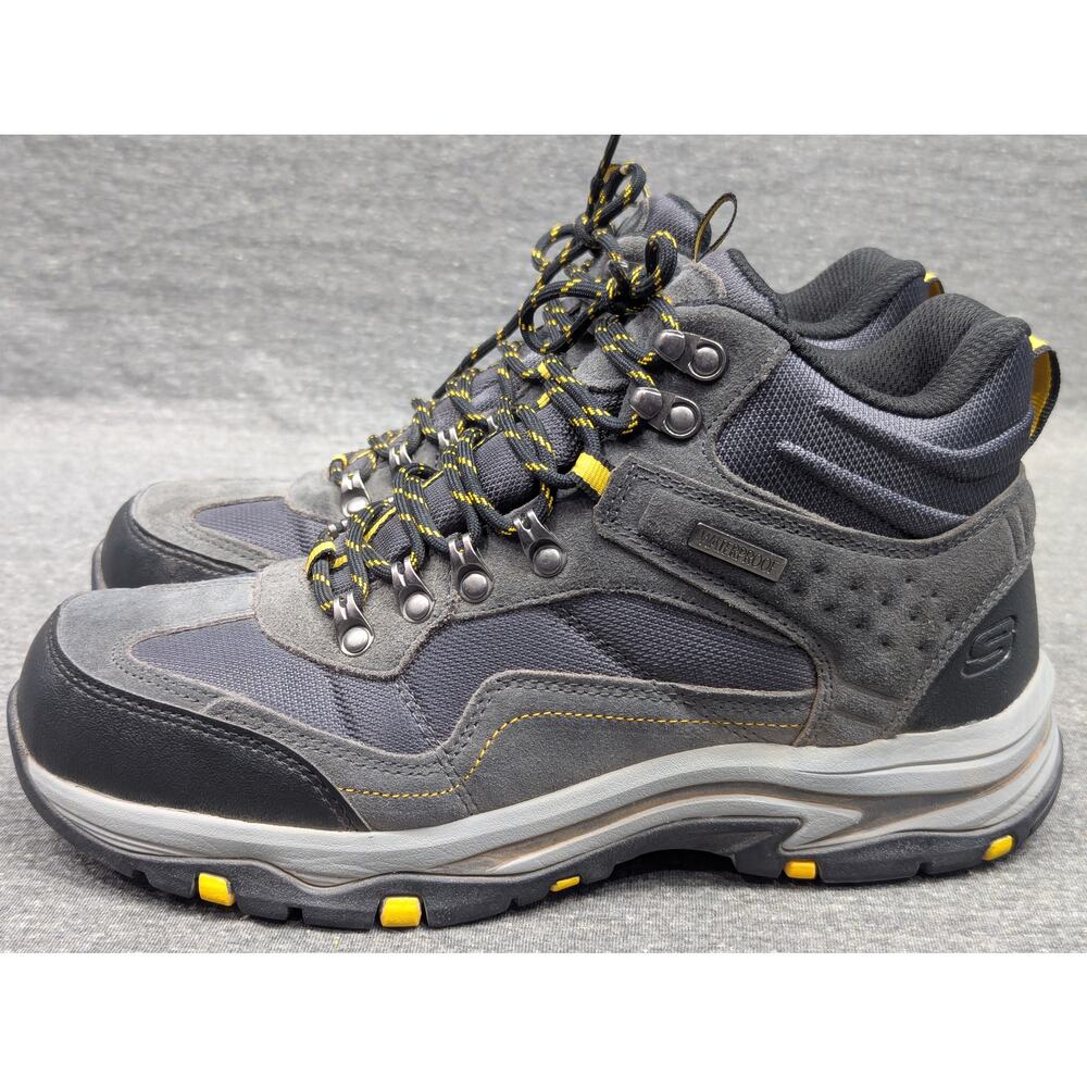 SKECHERS Mens Shoes - Gray/Yellow, Trego Pacifico, Waterproof, Hiking Boots, 8.5 - Picture 3 of 8